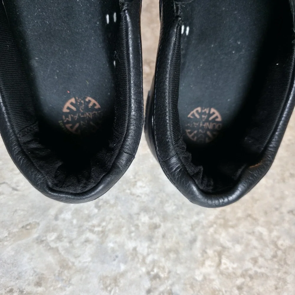Mens Size 11.5 6E Dunham Battery Park Slip On Loafer Black Leather Comfort Shoes